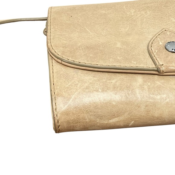 Frye Melissa Wallet Crossbody Bag Distressed Tan Leather Shoulder Purse - Picture 8 of 16